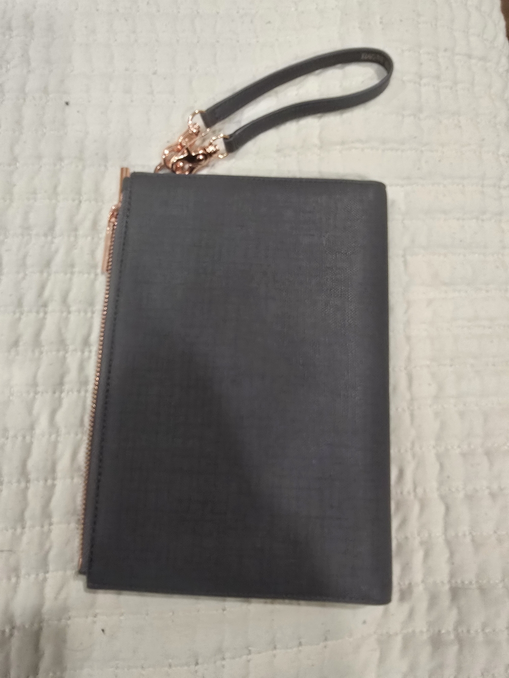 DAGNE DOVER Wristlet Clutch - Gray with Rose Gold Hardware